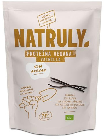 NATRULY Proteine ​​Vegane BIO Vaniglia, 93% di Proteine, Senza Zucchero, Senza Glutine, Senza Lattosio –350 g