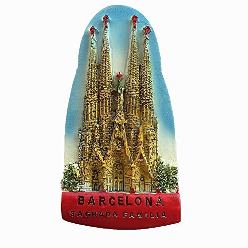 Sagrada Familia Cathedral Barcelona Spain 3D Fridge Magnet Tourist Souvenir Gift, Home& kitchen Decoration Magnetic Sticker Barcelona Spain Refrigerator Magnet