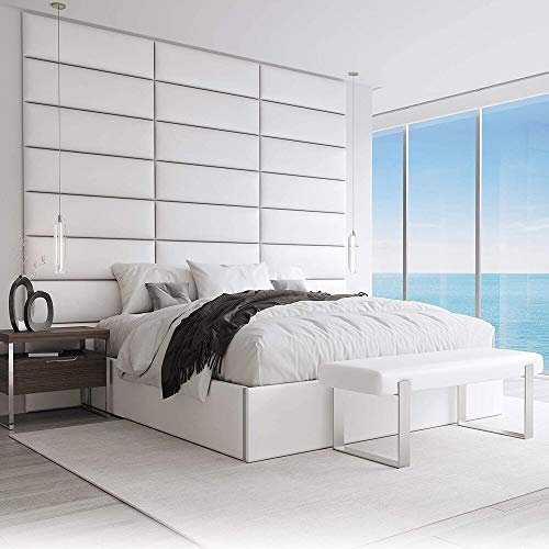 VANT Gepolsterte Kopfteile - Accent Wall Panels - Pack von 4 - Einfach Passen - König Zwilling Bett Größen (Vintage Leder Weiße Taube, 76cm BREITE)