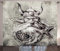 ABAKUHAUS Tätowieren Rustikaler Gardine, Sketchy Viking Krieger, Schlafzimmer Kräuselband Vorhang mit Schlaufen und Haken, 280 x 175 cm, Weiß und Grau
