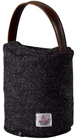 Classic Home Store Harris Tweed Doorstop Cover 100% Pure New Wool Door Stopper Outer Leather Handle (Dark Grey)
