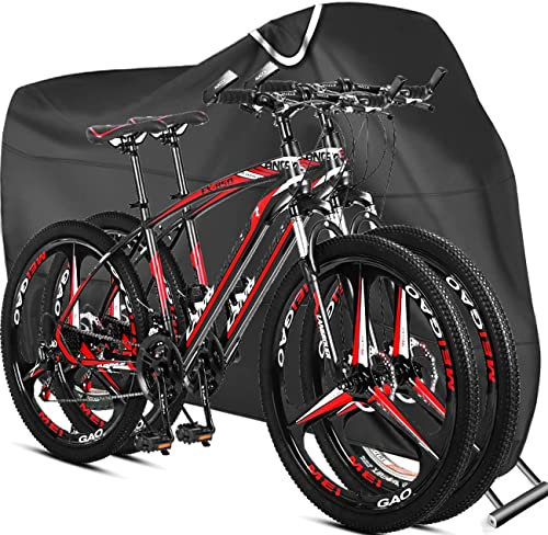 ODSPTER Bike Cover, Bike Covers for Outside Storage - 210D Nylon with Pu Coating Outdoor Waterproof Bicycle Cover for 2 Bikes - Bike Storage Anti Dust Rain UV For Mountain Bike, Road Bike