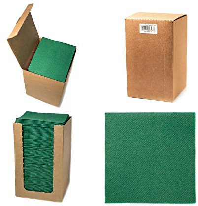 Alvotex CHIC Airlaid 100 Coctailservietten, 1/4 Falten Stoffähnlich, Hochwertige Einwegserviette, Dunkel Grün, 20x20 cm