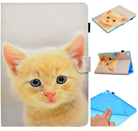 Succtop Kompatibel mit Hülle iPad 9.7 5./6. Gen 2017/2018, PU Leder Flip Cover iPad 9.7 Auto Schlaf/Wach Schutzhülle für iPad 9,7/ iPad Pro 9,7 / iPad Air/iPad Air 2,Goldene Katze