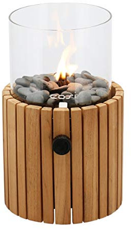 Cosiscope Gaslaterne Holz - Stahl/Teakholz - 18 x 18 x 30 cm - Braun