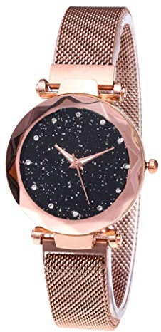 rongweiwang Regalo delle Donne della Stella Sky Watch Mesh Banda analogico al Quarzo Orologio da Polso Sky Girlfriend Orologio del Braccialetto delle Vacanze