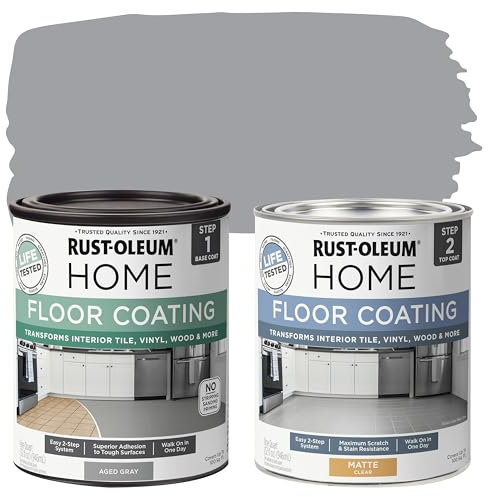Rust-Oleum 367592 Home Interior Floor Coating Kit, Matte Aged Gray