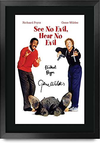 HWC Trading FR A3 See No Evil Hear No Evil Filmplakat Gene Wilder, Richard Pryor Geschenke Gedrucktes Poster Signiertes Autogrammbild für Film-Memorabilien-Fans - A3 gerahmt