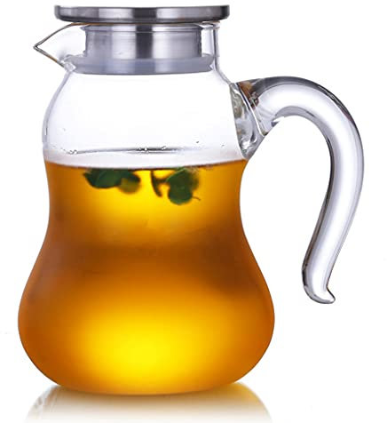 EEYZD Glass Pitcher with lid, 2 Liter 68 Ounces iced Tea Pitcher Water jug hot Cold Water ice Tea Wine Coffee Milk and Juice Beverage Carafe,C