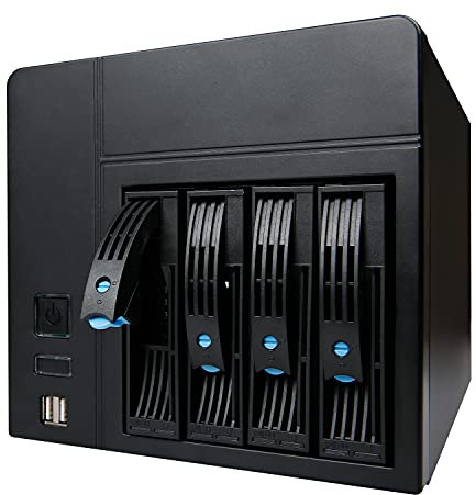 Case NAS 4-Bay K3 chassis, AUDHEID New Network Storage Server, compatibile Flex PSU Mini-ITX, 4 vassoi da 2,5/3,5, alloggiamento di archiviazione collegato alla rete con 2 porte USB frontali e