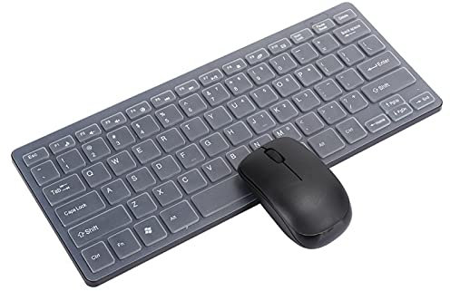 2.4G Wireless Keyboard Mouse Set, Portable Mini Ultra-thin Keyboard with Keypad Protector, Keyboard and Mouse Combo for Office Gaming Notebook, with Micro USB receiver(black)