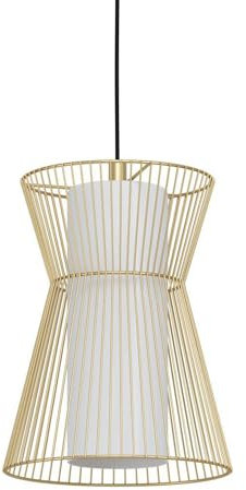 EGLO Pendelleuchte Maseta, 1 flammige Hängelampe, Hängeleuchte aus Metall in Gold und Glas in Opal-Matt, Weiß, Esstischlampe, Wohnzimmerlampe hängend mit E27 Fassung