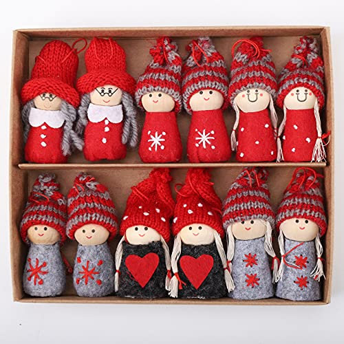 12 Piezas de gnomos de Peluche navideños para Colgar en el árbol Mini Decoraciones de Punto