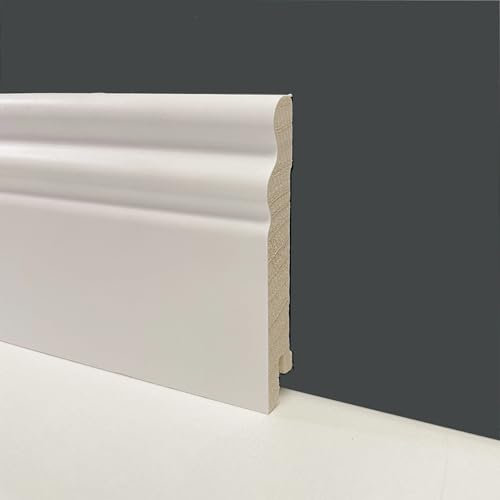 96ML di BATTISCOPA ZOCCOLINO DUCALE in legno massiccio - massello 95X15 BIANCO