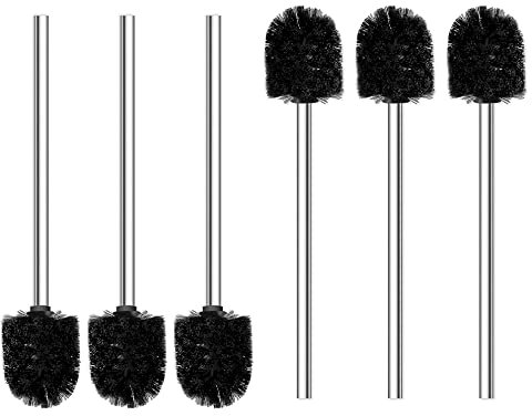 6 escobillas de inodoro de plástico, cepillo limpiador de inodoro, cepillo de repuesto para inodoro, cepillos de limpieza de baño con mango de acero inoxidable.