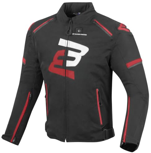 Bogotto Sparrow Wasserdichte Motorrad Textiljacke, schwarz/rot, S