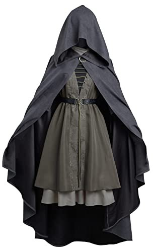 Wocloey Elden Ring Cosplay Kostüm Frauen Melina Figur Kleid Umhang Uniform Outfits Halloween Party Anzug mit Schal (groß, Melina Outfit)
