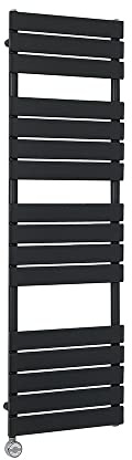 Milano Lustro 800W Black Flat Panel Electric Heated Towel Rail Thermostatic - 1500mm x 450mm