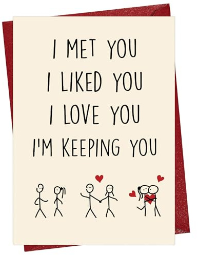 Cheerin Anniversary Day Cards for Him and Her - Romantic Greeting Card with Envelope - Sweet Birthday Card for Husband Wife Girlfriend Boyfriend