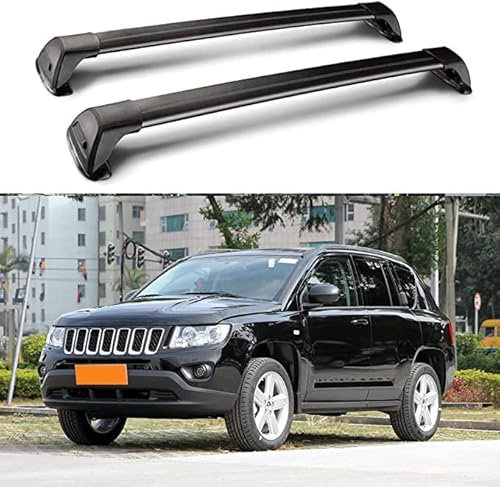 buhb 2 Stück Auto DachträGer für Jeep Compass 2011-2016, Dachträger Relingträger Dachgepäckträger, Auto Aluminium Querträger Dachträger DachbüGel Gepäckträger Zubehör