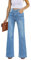Roskiky High Waist Bootcut Jeans Damen Stretch Mom Jeans Hellblaue Mittelblau M