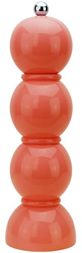 Addison Ross Bobbin Salt or Pepper Mill – Easy Twist Ceramic Grinder – Sustainable Rubber Wood – Modern Design – Ideal Wedding Gifts or Housewarming Gift – Kitchen Accessories – Coral – 24cm