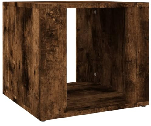 vidaXL Modern Bedside Table- Smoked Oak Engineered Wood Telephone Stand- End Table with Ample Storage - Chic Bedroom Decor Furniture