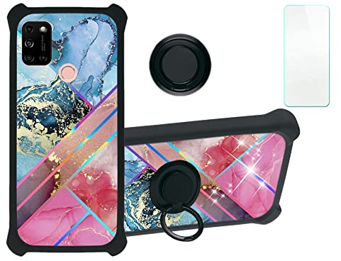 Aroepurt Hülle Für Wiko View 5 hülle Kompatibel mit Wiko View 5 Hülle Case Handyhülle Schutzhülle Cover [Mit 9H Härte HD Schutzfolie] PC + Silikon Ständer IMDH-WSS