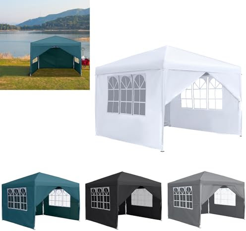 YARDIN Pavillon 3x3 Faltpavillon Wasserdicht Stabil, Gartenpavillon Pop up Pavillon Winterfest Partyzelt Gartenzelt UV-Schutz mit 4 Seitenteilen für Garten, Hochzeit, Party, Camping, Grau