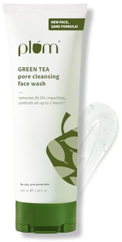 Plum Green Tea Pore Cleansing Face Wash | Acne Face Wash | Oily Skin | Bright, Clear Skin | 100% Vegan | Soap-Free | Face Wash for Women & Men | 100ml by Glowrity