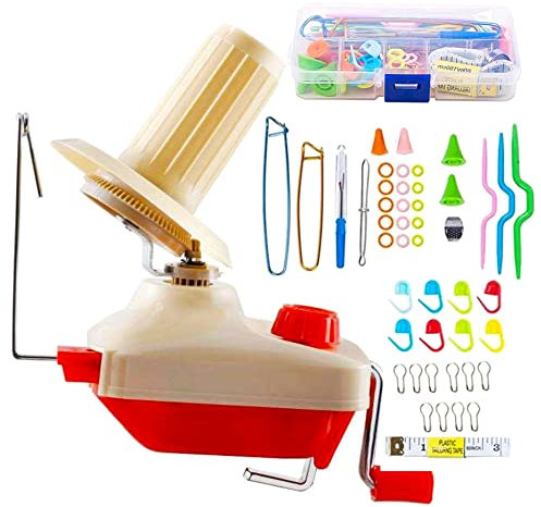 SusggO Strickhaken-Set: 1 Garnwickler + 50 Stück Häkelset Anfänger Häkeln Amigurumi - Wollgarn Kit - Häkeln Zubehör in der Box Nähmaschine Wollgarn Wolle