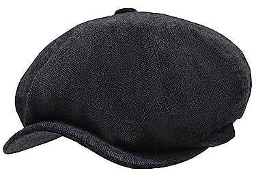 YOFARCHOY Newsboy Hüte für Herren und Damen, klassische 8-Panel-Flachkappe, Peaky-Stil, irischer Hut, Gatsby, Baskenmütze, Wollmischung, Tweed, Uni Schwarz meliert, Einheitsgr��e