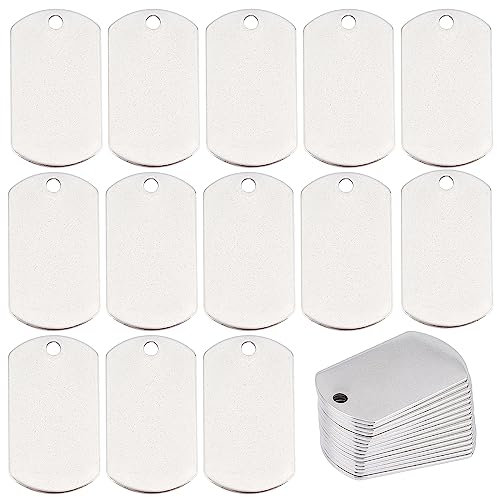 SUNNYCLUE 1 Box 50 Stück Blanko Charms Edelstahl Stanzrohlinge Rechteckige Blanko Tags Hunde Und Katzenhalsband Charms Metall Haustier Charm Basis Blanko Tags Für Die Schmuckherstellung Lasergravur H