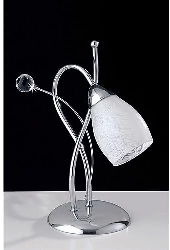 Generico Lumetto - Lámpara de mesita de noche, moderna cromada con cristal de Swarovski transparente y cristal de murano, 1 luz para salón, dormitorio, sala de estar, dormitorio, LGT Mary Lp