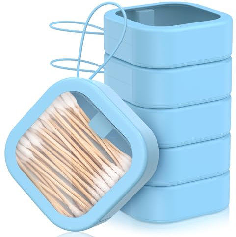 Foeacry 6 Stück Haargummi-Organizer, klein, tragbar, Reise-Qtip Halter, Haargummi-Halter, Organizer, Schmuck-Organizer, Qtip Spender, Wattestäbchen-Spender, Haar-Accessoires, Organizer-Box (blau)