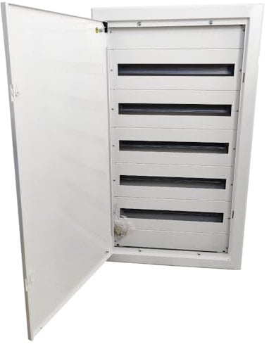 Doktorvolt Verteilerkasten Unterputz Verteiler Sicherungskasten Verteilerschrank Gehäuse aus Metall Unterputzverteiler 120 Module 5-reihig mit Tür Weiß IP30 IK07 für Installation im Haus