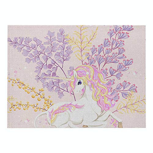 Platzset Einhorn Und Blume Platzdeckchen Rutschfestes,Platzsets,Tischuntersetzer,Tischunterlage Esstisch 30 X 40 cm,Verwendung Zu Hause, in Cafés, Restaurants