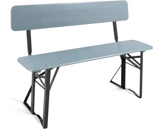 Stagecaptain BBB-119 GY Hirschgarten Bierzeltbank mit Lehne 119 cm 4X Set - 2 robuste, Kurze Bierbänke mit aufsteckbarer Lehne - Lackierte Oberfläche - Grün lackierte Stahlgestelle - Grau