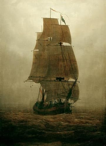 EfeMir Bild auf Leinwand Berühmte Leinwand drucken Berühmte Gemälde Segelschiff im nebel von caspar david friedrich für Wohnzimmerdekoration 60x90cm