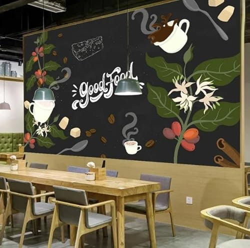 Fototapete Modernes Gourmet-Kaffee-Poster Restaurant Hotel 3D-Hintergrund Wanddekor 400CM(W)*280CM(H)
