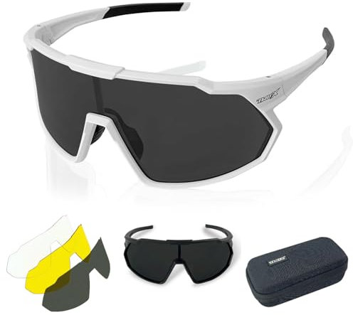 TWO-X Speed Fahrradbrille MTB-Brille Sportbrille Unisex Radbrille 3 Gläser Weiss Laufbrille