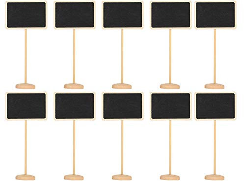 RXMORI 10 Stück Mini-Kreidetafel-Etiketten aus Holz mit Ständer, Mini-Kreidetafel-Schilder, Kreidetafel-Tischkarten, Mini-Tafel-Nachricht, DIY-Dekoration für Vase, Blumentopf