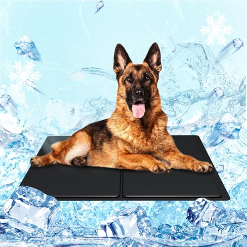 Kühlmatte Hundematte & Katzenmatte,Hundekissen,Kühlmatte für Hunde Hundematte,Bett Kühldecke Kühlkissen für Katzen Waschbar, Selbstkühlende Kaltgelpad,Katze Kühl Hundedecke Kühlende,40×50cm,Schwarz