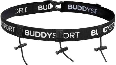 BUDDYSWIM Porte Dossard Ajustable pour Le Triathlon, Le Cyclisme, la Course à Pied, Les Marathon ou d'autres Sports. Ceinture Running Homme et Femme. Entièrement Ajustable et Fonctionnel. Noir