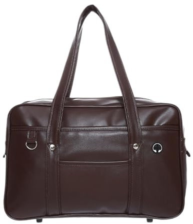 wueiooskj Hochwertige japanische Handtasche aus Leder für High School Handtasche, wasserdichte Umhängetasche, japanische lässige PU Umhängetasche aus PU, Kaffee