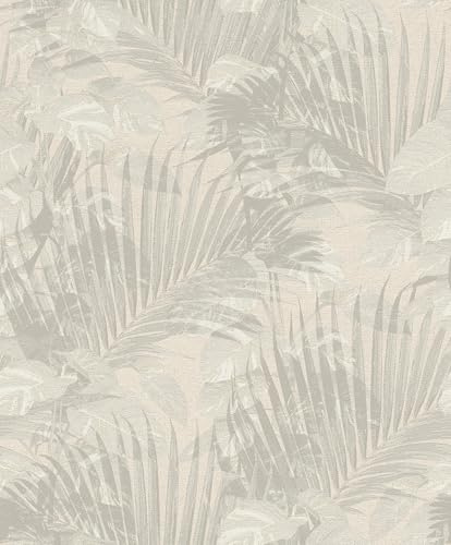 Rasch SCHÖNER WOHNEN-Kollektion Vliestapete TROPICAL 600148 mit tropischen Blättern in Beige-Salbei - 10,05 m x 0,53 m