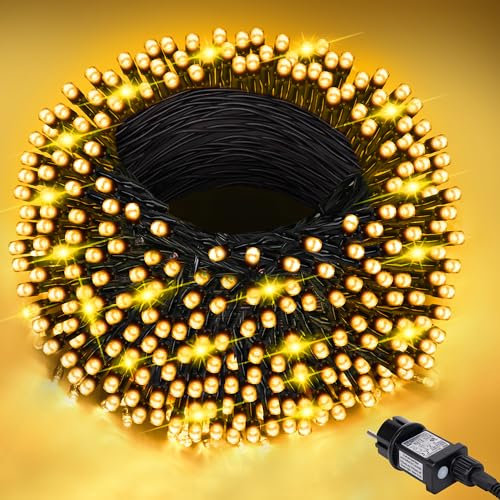 LED Lichterkette Außen, 20 m 200 LED Weihnachtsbaum Lichterkette, 8 Modi LED Lichterkette Innen mit Timing- und Speicherfunktion Für Weihnachten, Party, Hochzeit, Garten, Balkon Deko (Warmweiß)