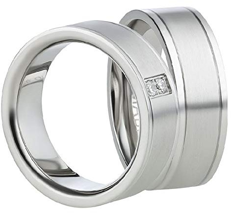 Blue Moon Diamonds Paar Eheringe, Partnerringe Verlobungsringe aus Edelstahl mit Zirkonia Antragsringe für Sie und Ihn Trauringe Freundschaftsringe |626