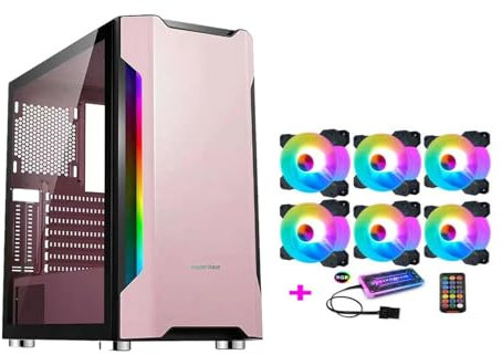 Computer Case Tempered Glass Mid-Tower ATX Case - Compatible With E-ATX Motherboard - Cable Management System - USB 3.0 - Including RGB Fans, Controllers, And Remote Controls(6 fans)