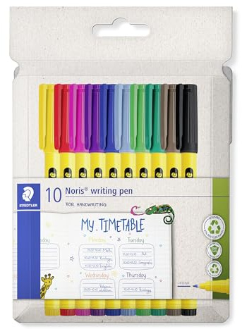 STAEDTLER Noris - Handwriting Pen - 10 Assorted Colours - Pack of 10, 307 C10